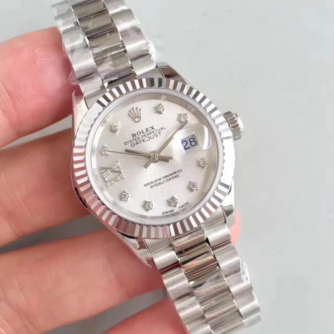 Stainless Steel 28mm Datejust Rolex with Diamonds