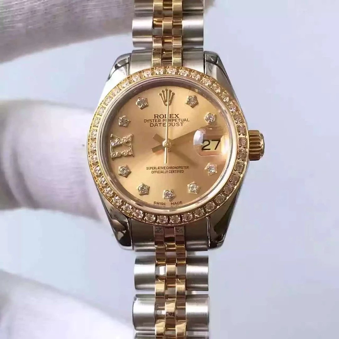 Two Tone 33mm Datejust Rolex Golden Dial