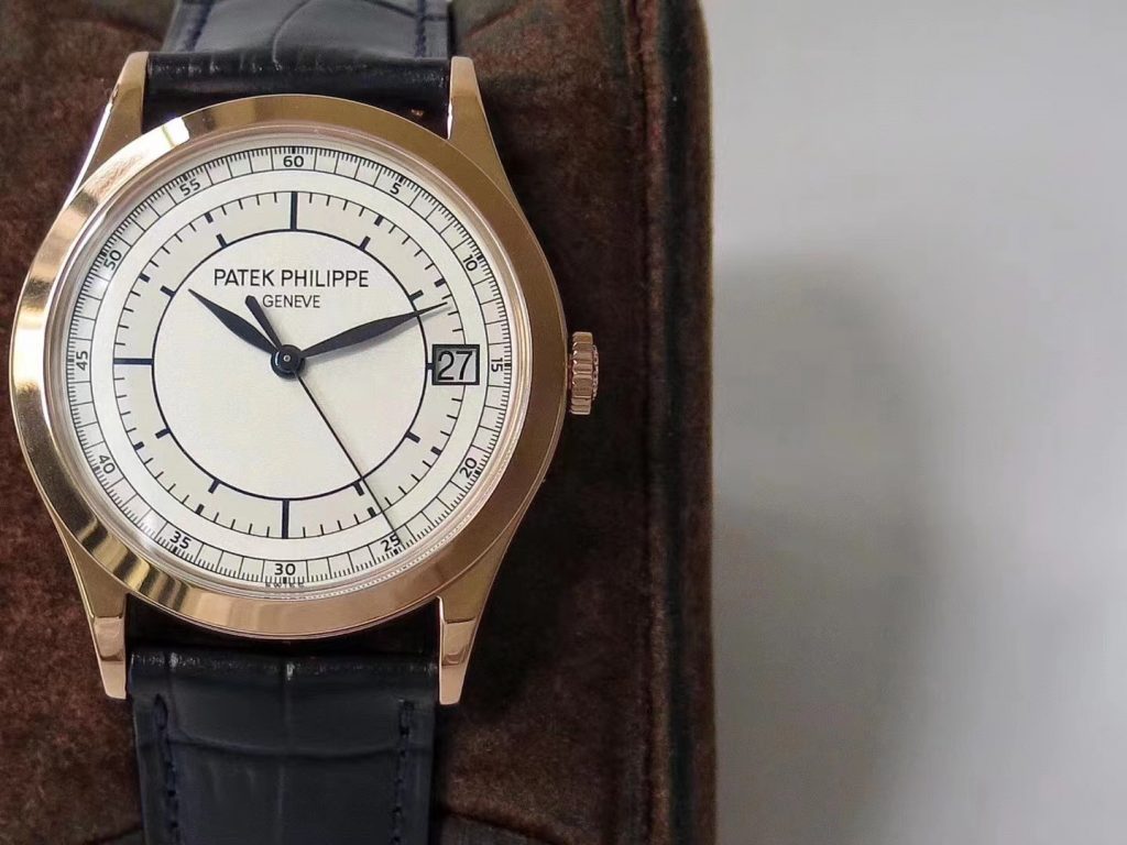Replica Patek Philippe 5296R Rose Gold with Black Leather Strap